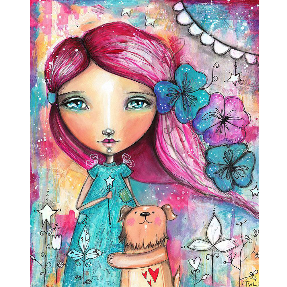 Abstract Girl - Full Round Drill Diamond Painting 40*50CM