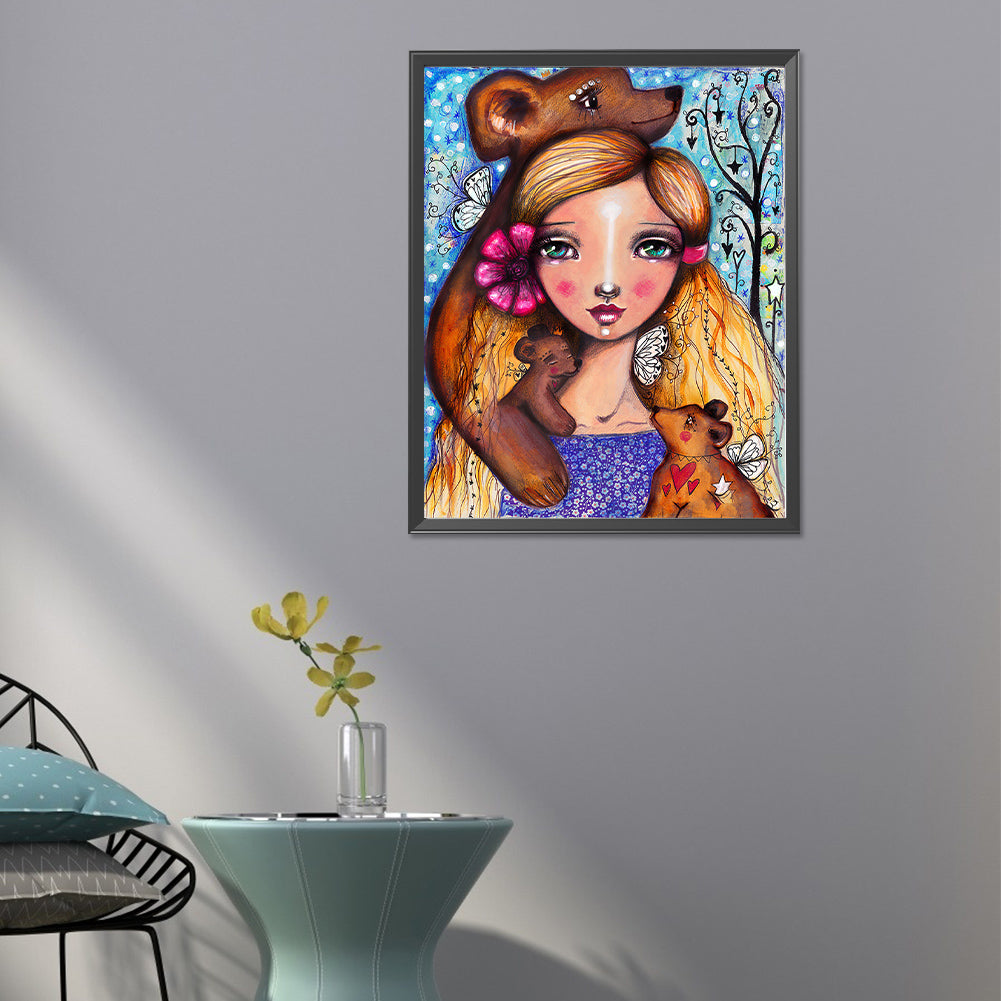 Bear And Girl - Full Round Drill Diamond Painting 40*50CM