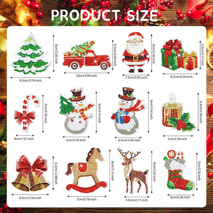 12PCS Christmas Santa Full Drill Keyring for Christmas Home Party Decor (#159)