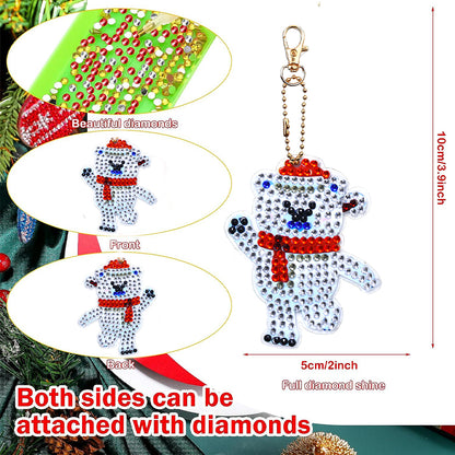 12PCS Christmas Santa Full Drill Keyring for Christmas Home Party Decor (#162)