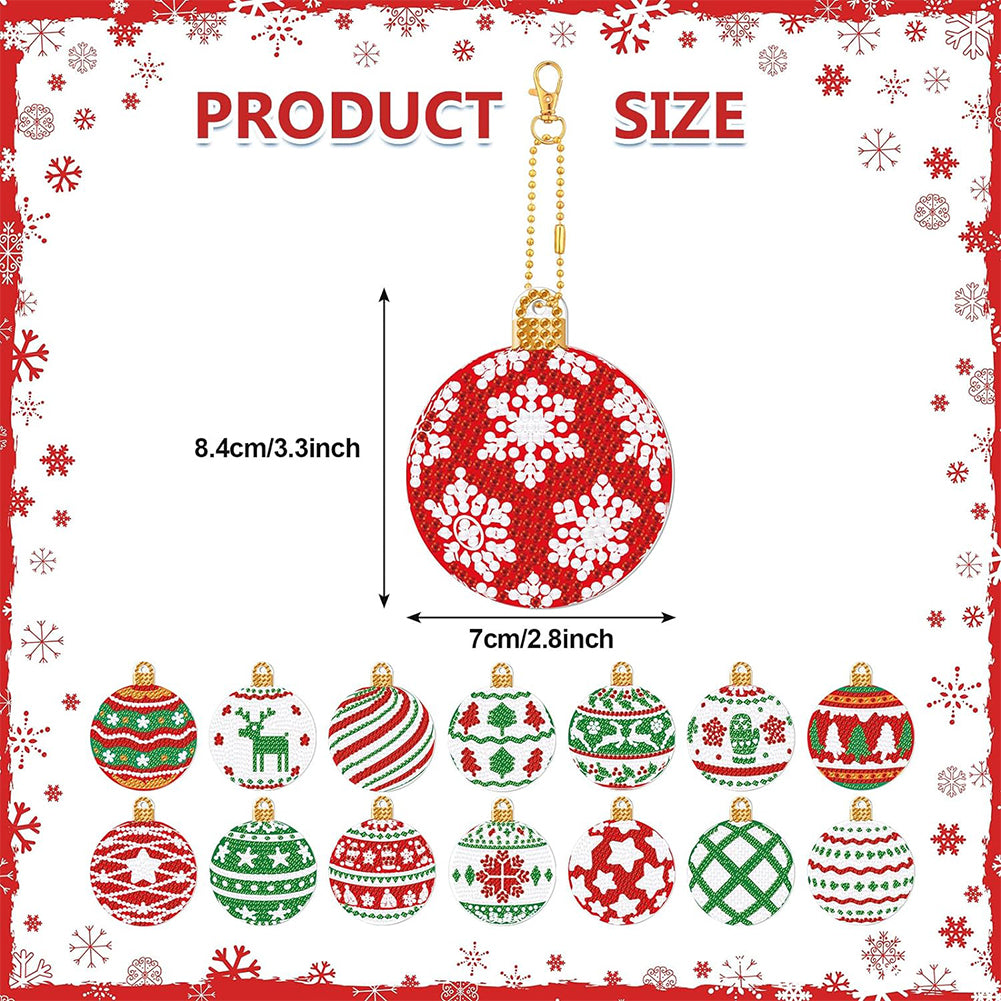 12PCS Christmas Full Drill Keyring for Christmas Home Party Decor (#164)