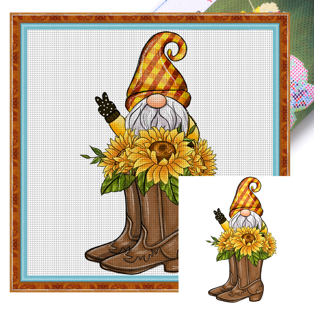 Sunflower Gnome - 11CT Stamped Cross Stitch 40*40CM