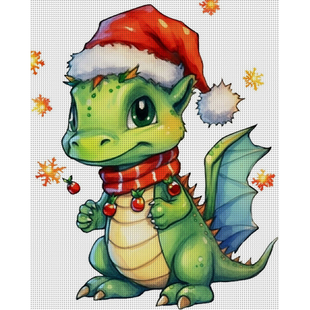 Christmas Cartoon Cute Pterosaur - 18CT Stamped Cross Stitch 20*25CM