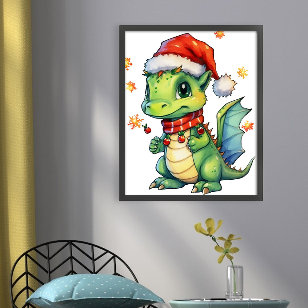 Christmas Cartoon Cute Pterosaur - 18CT Stamped Cross Stitch 20*25CM