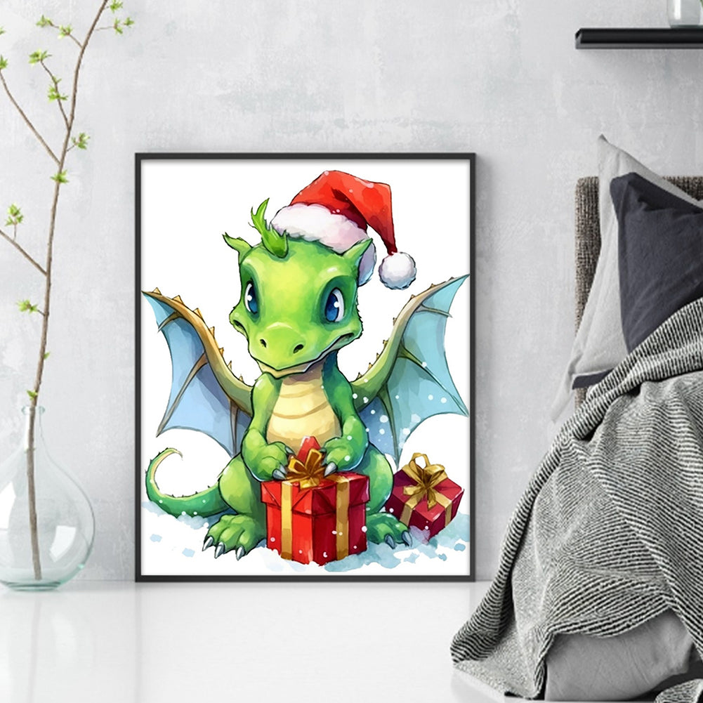 Christmas Cartoon Cute Pterosaur - 18CT Stamped Cross Stitch 20*25CM