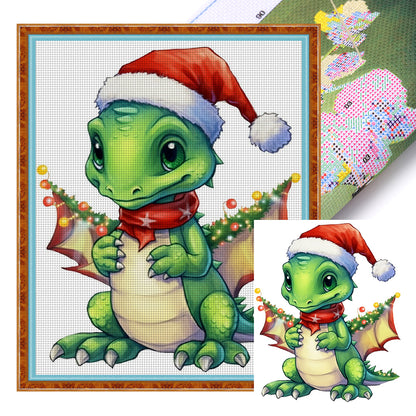 Christmas Cartoon Cute Pterosaur - 18CT Stamped Cross Stitch 20*25CM