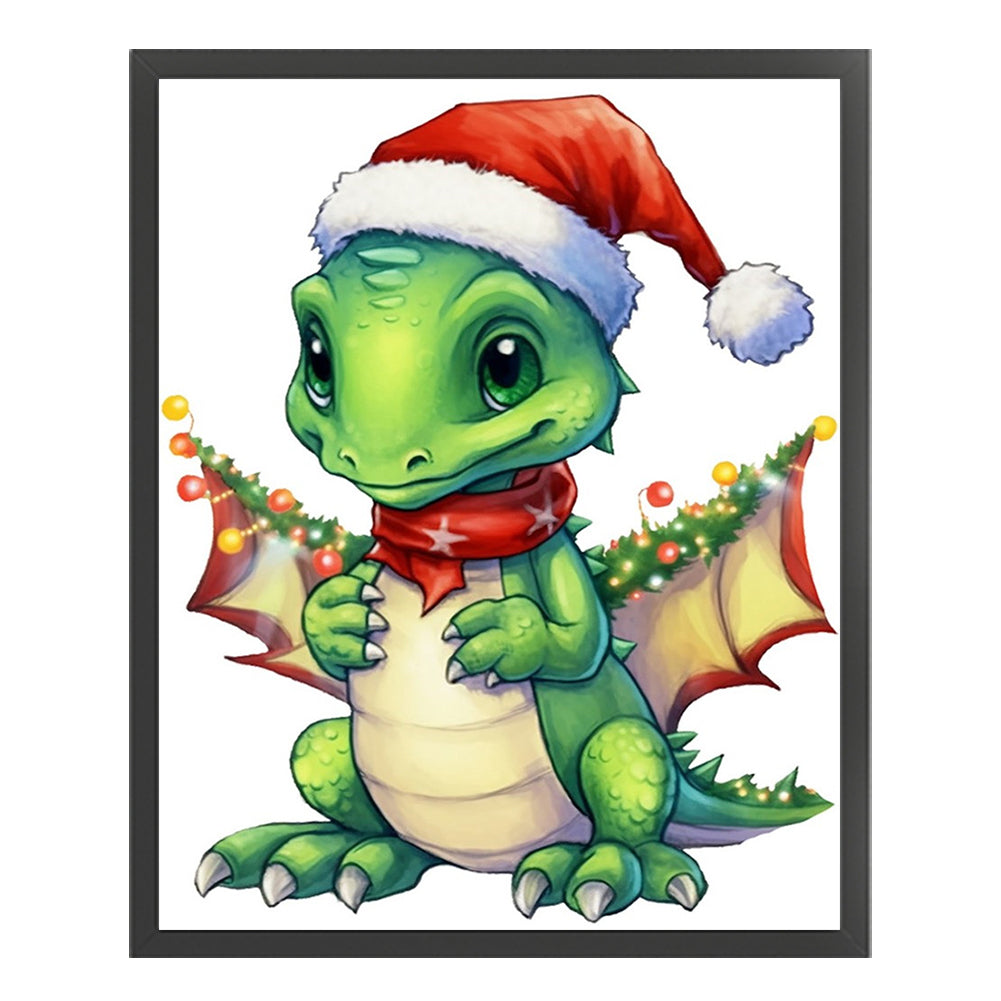 Christmas Cartoon Cute Pterosaur - 18CT Stamped Cross Stitch 20*25CM