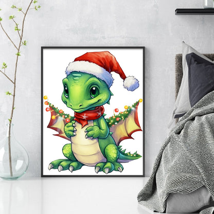 Christmas Cartoon Cute Pterosaur - 18CT Stamped Cross Stitch 20*25CM