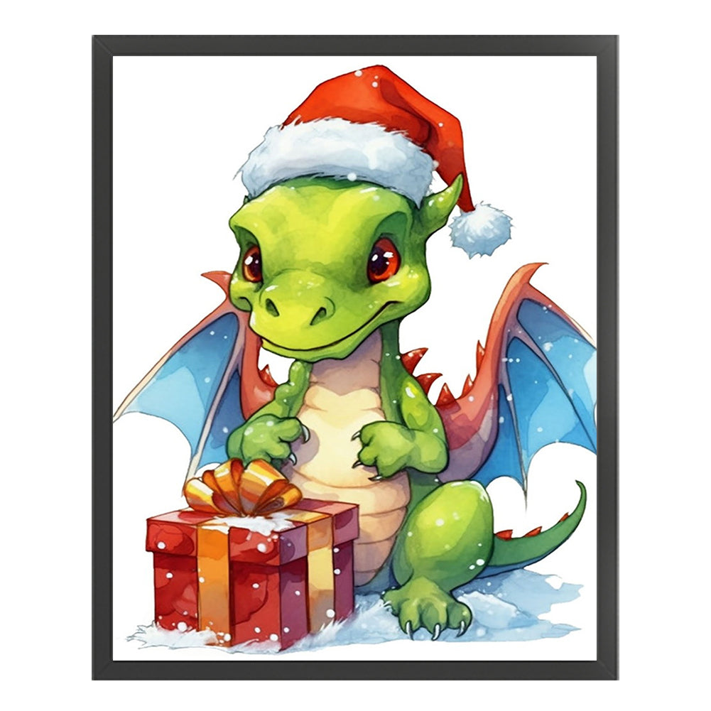 Christmas Cartoon Cute Pterosaur - 18CT Stamped Cross Stitch 20*25CM