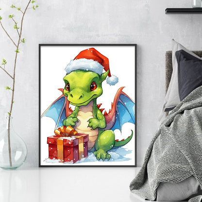 Christmas Cartoon Cute Pterosaur - 18CT Stamped Cross Stitch 20*25CM