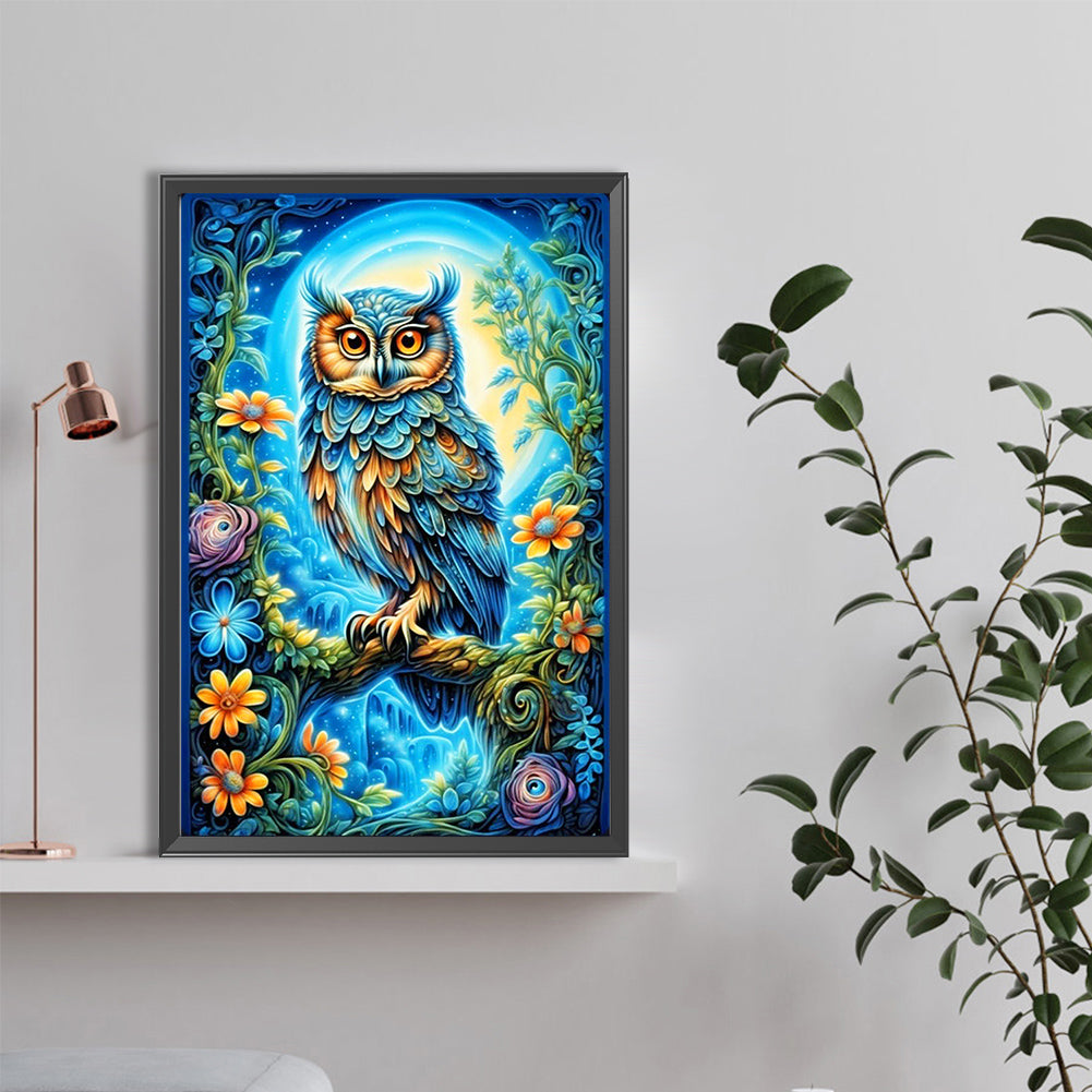 Watercolor Owl¡¤Right - Full Round Drill Diamond Painting 40*60CM