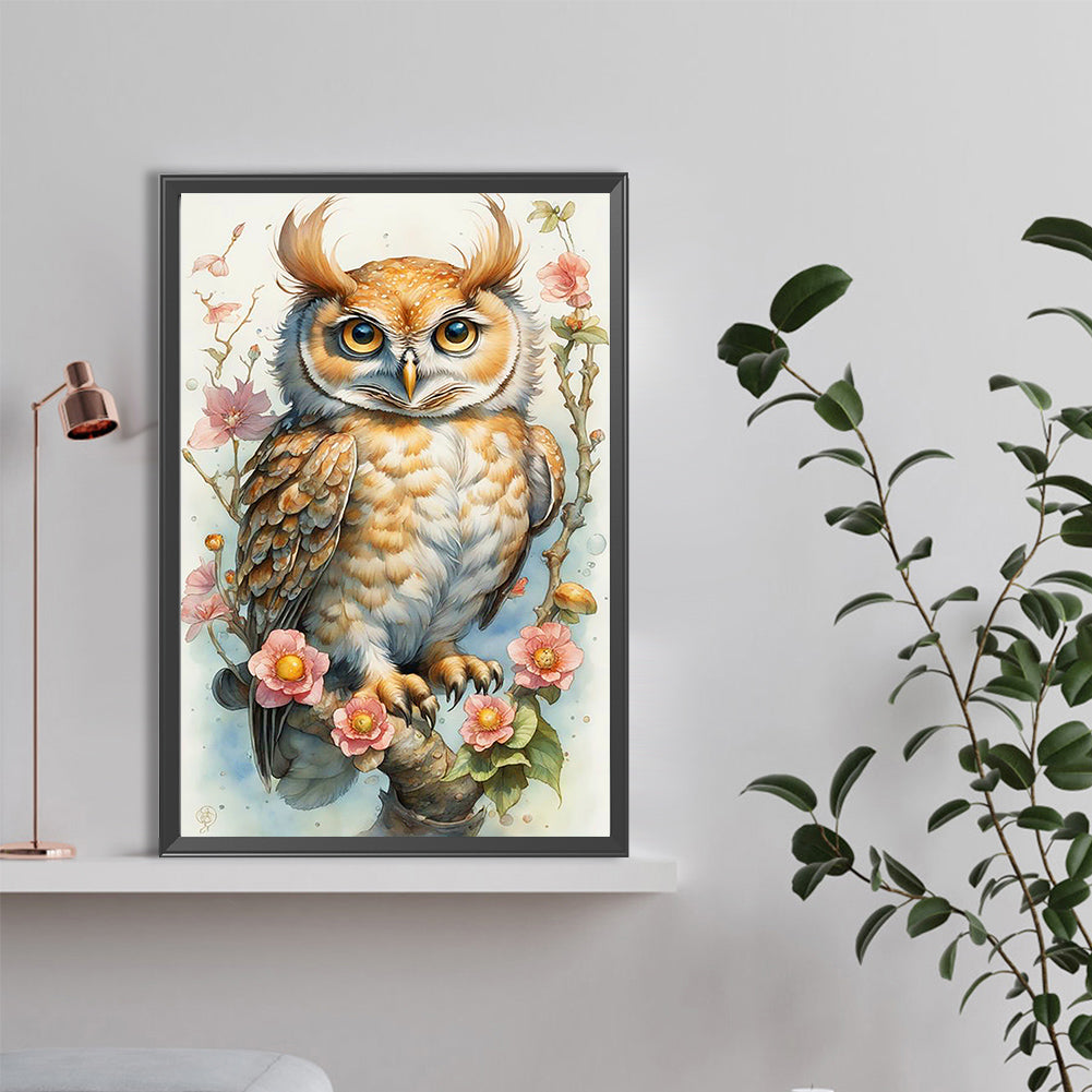 Green View Owl - Full Round Drill Diamond Painting 40*60CM