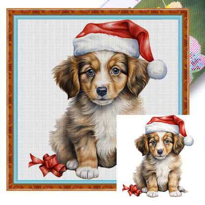 Christmas Puppy - 18CT Stamped Cross Stitch 25*25CM