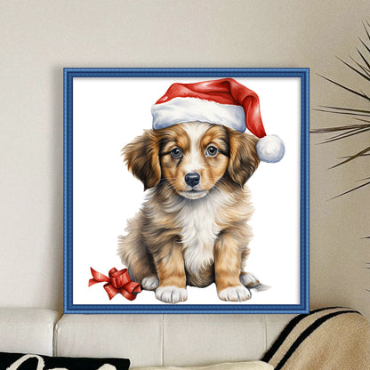 Christmas Puppy - 18CT Stamped Cross Stitch 25*25CM