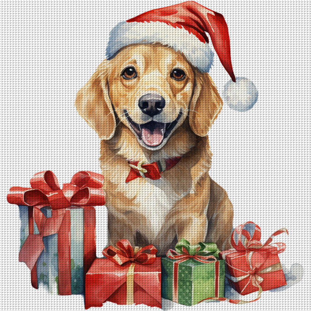 Christmas Puppy - 18CT Stamped Cross Stitch 25*25CM