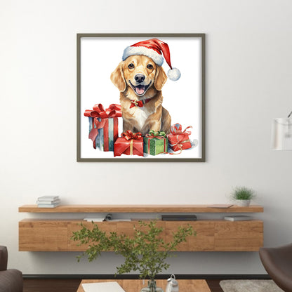 Christmas Puppy - 18CT Stamped Cross Stitch 25*25CM