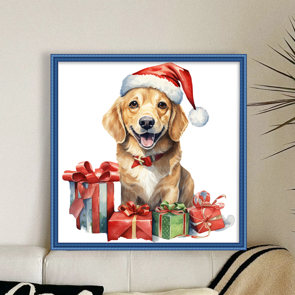 Christmas Puppy - 18CT Stamped Cross Stitch 25*25CM