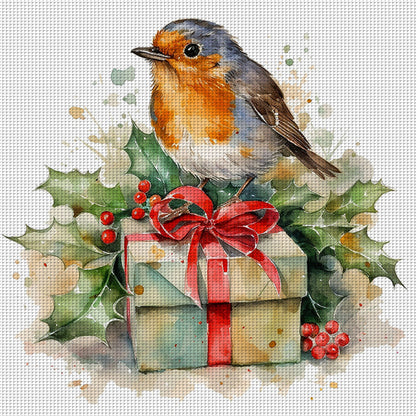 Christmas Robin - 18CT Stamped Cross Stitch 25*25CM