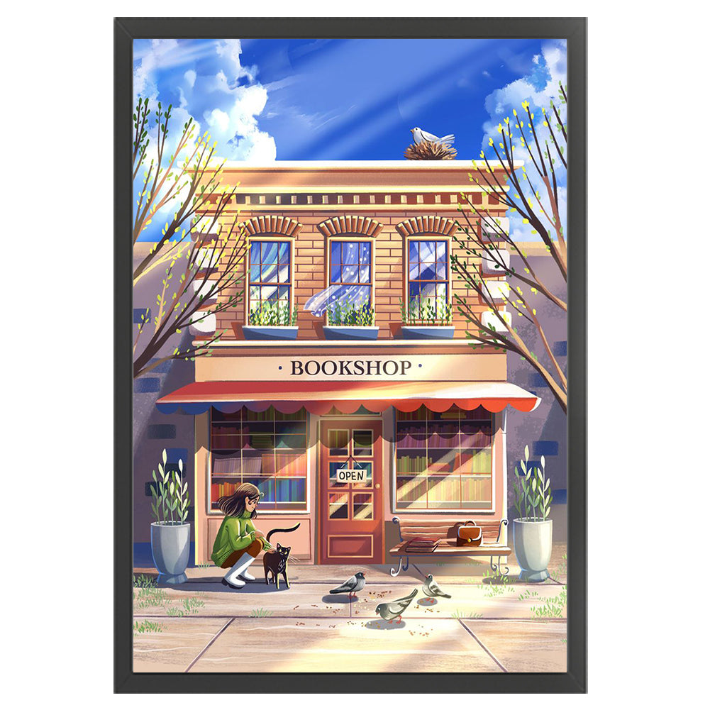 Spring Bookstore - 11CT Stamped Cross Stitch 50*70CM