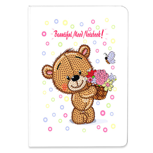 50 Pages A5 Special Shaped Diamond Painting Diary Book for Teens (Love Bear)