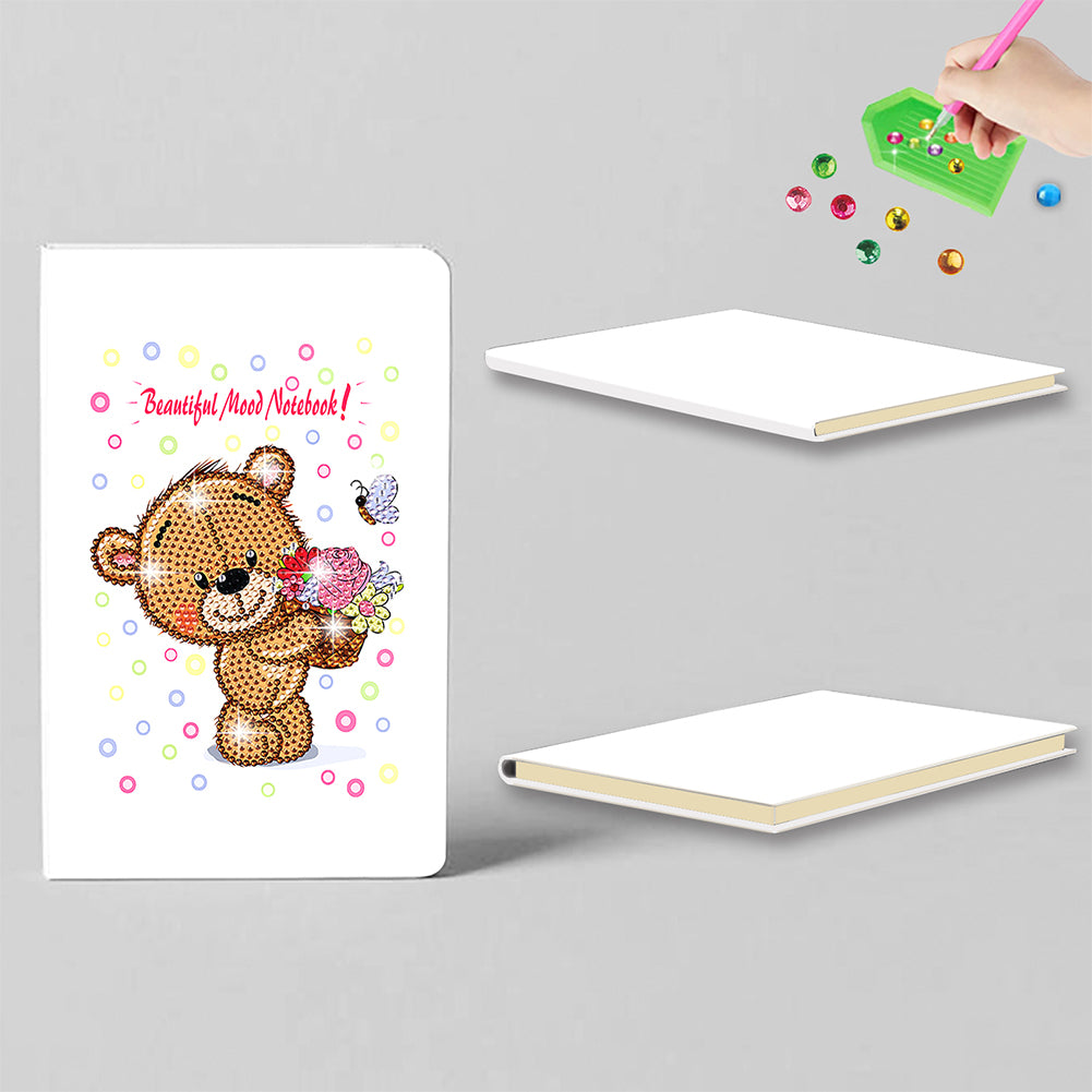 50 Pages A5 Special Shaped Diamond Painting Diary Book for Teens (Love Bear)