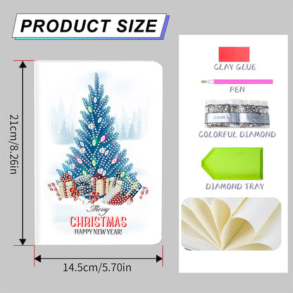 50 Pages A5 Special Shaped Diamond Painting Diary Book for Teens(Christmas Tree)