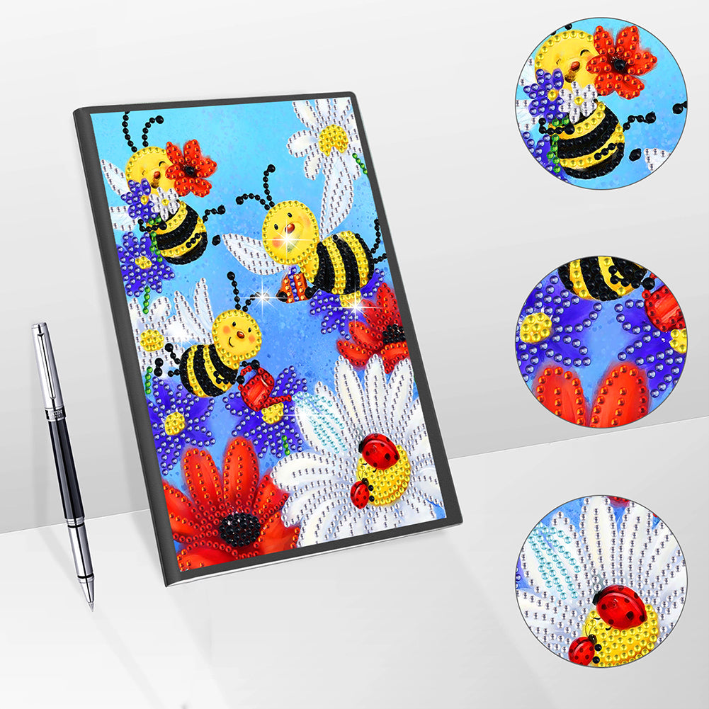 50 Pages A5 Special Shaped Diamond Painting Diary Book for Teens (Cartoon Bee)