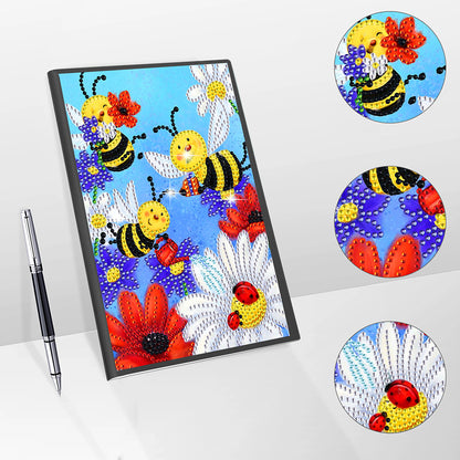 50 Pages A5 Special Shaped Diamond Painting Diary Book for Teens (Cartoon Bee)