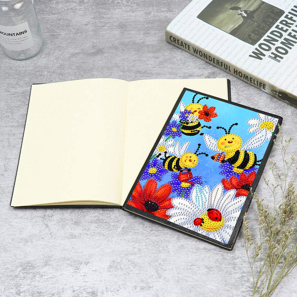 50 Pages A5 Special Shaped Diamond Painting Diary Book for Teens (Cartoon Bee)