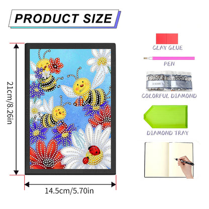 50 Pages A5 Special Shaped Diamond Painting Diary Book for Teens (Cartoon Bee)