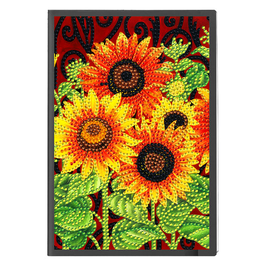 50 Pages A5 Special Shaped Diamond Painting Diary Book for Teens (Sunflower)