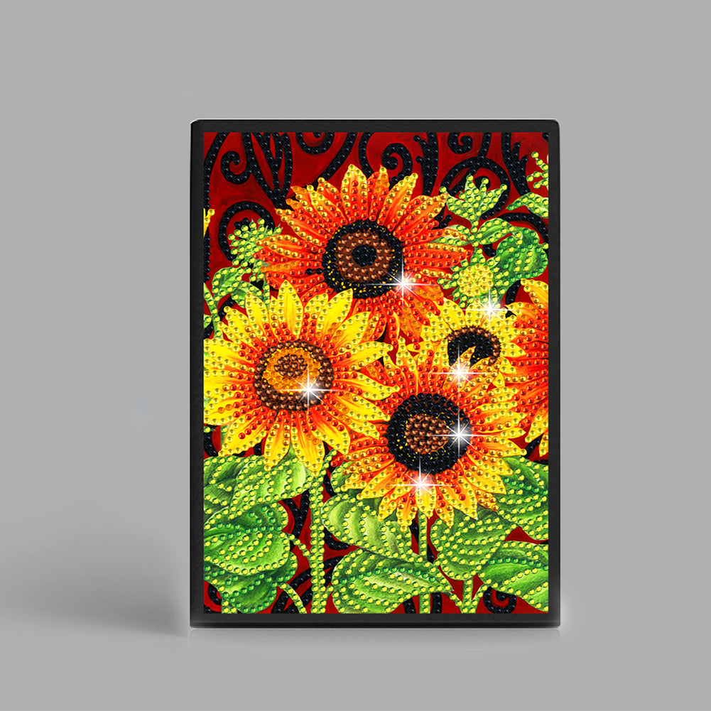 50 Pages A5 Special Shaped Diamond Painting Diary Book for Teens (Sunflower)