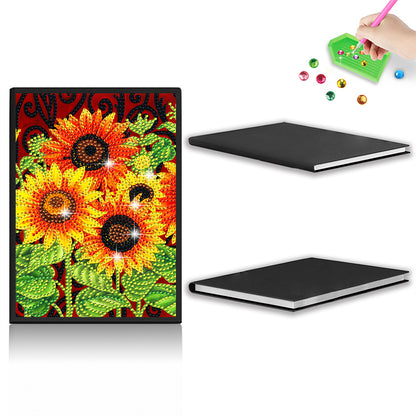 50 Pages A5 Special Shaped Diamond Painting Diary Book for Teens (Sunflower)