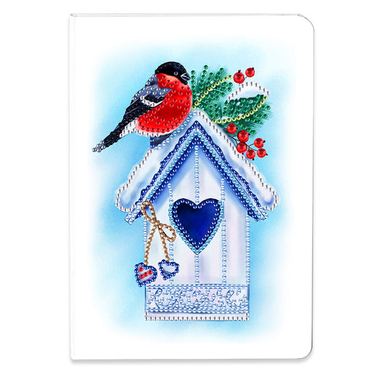 50 Pages A5 Special Shaped Diamond Painting Diary Book (Snow Day Bird House)