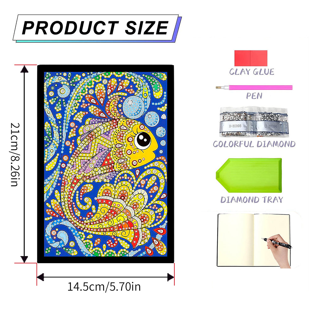 50 Pages A5 Special Shaped Diamond Painting Diary Book for Teens (Abstract Carp)