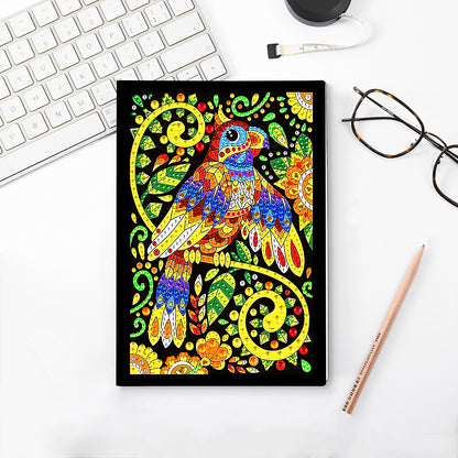 50 Pages A5 Special Shaped Diamond Painting Diary Book for Teen(Abstract Parrot)