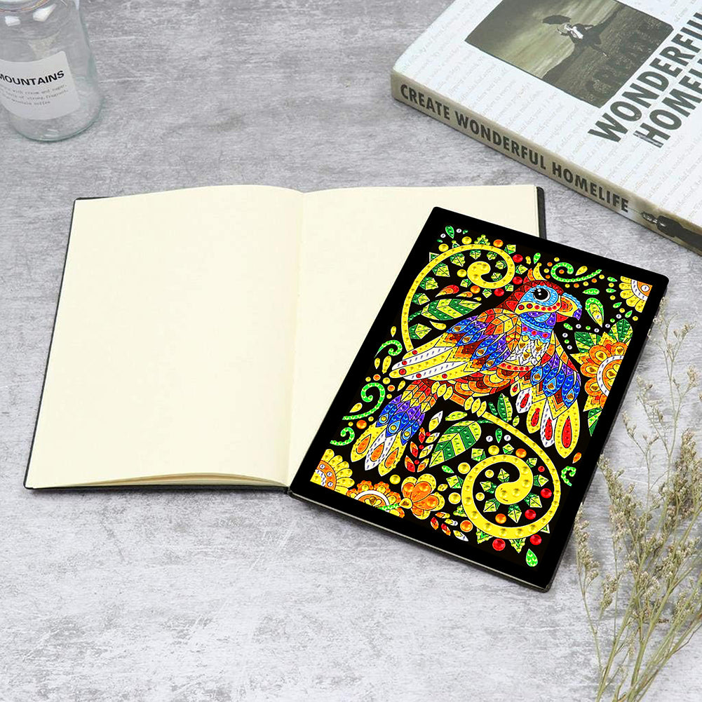 50 Pages A5 Special Shaped Diamond Painting Diary Book for Teen(Abstract Parrot)