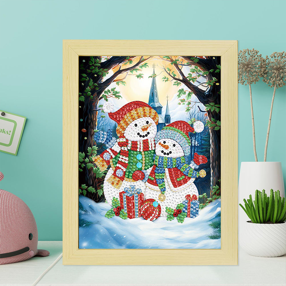 Special Shaped Diamond Painting Kit with Lights 17x22cm (Christmas Snowman #1)