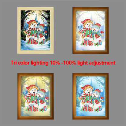 Special Shaped Diamond Painting Kit with Lights 17x22cm (Christmas Snowman #1)