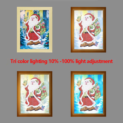 Special Shaped Diamond Painting Kit with Lights for Xmas Gifts 17x22cm (Santa)