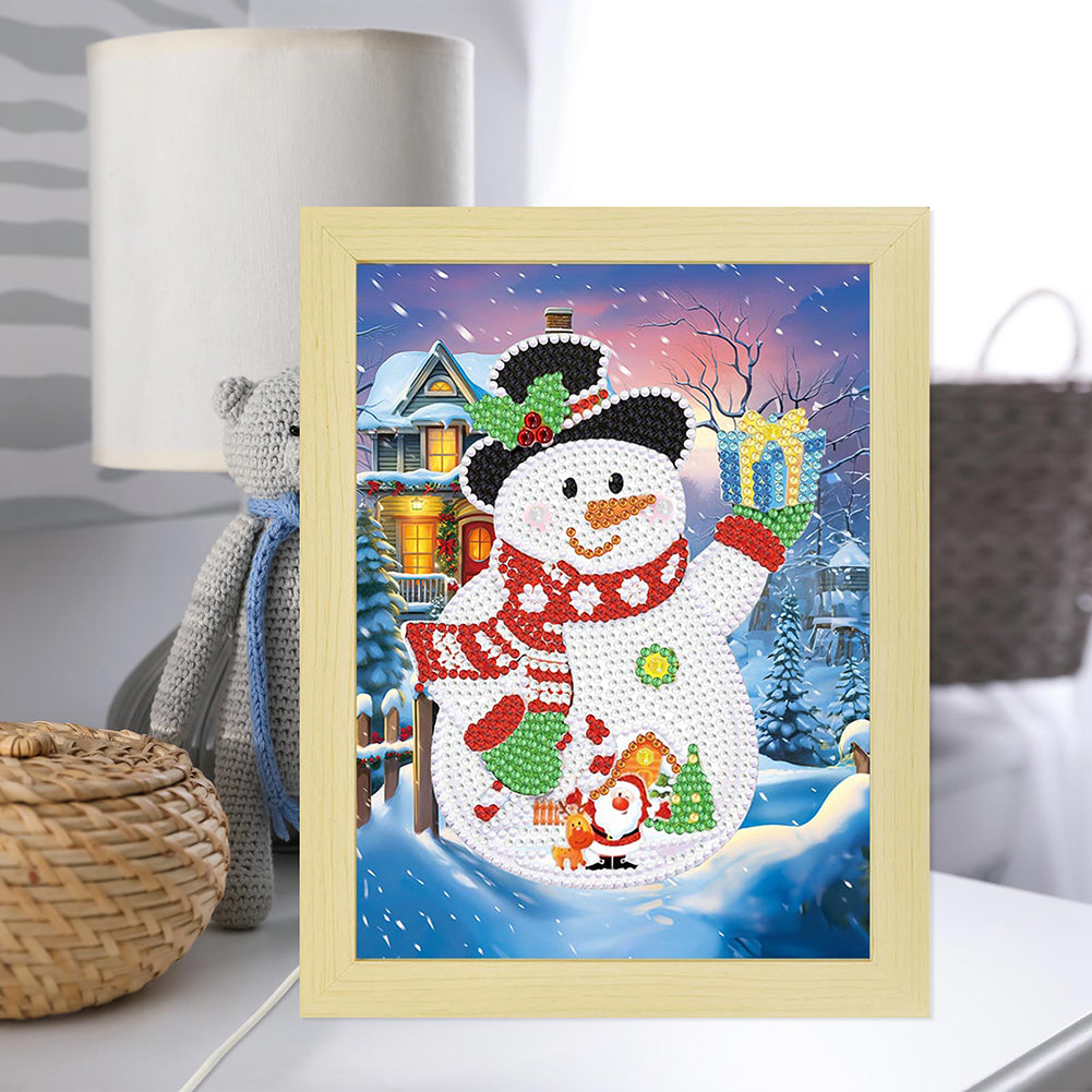 Special Shaped Diamond Painting Kit with Lights 17x22cm (Christmas Snowman #4)