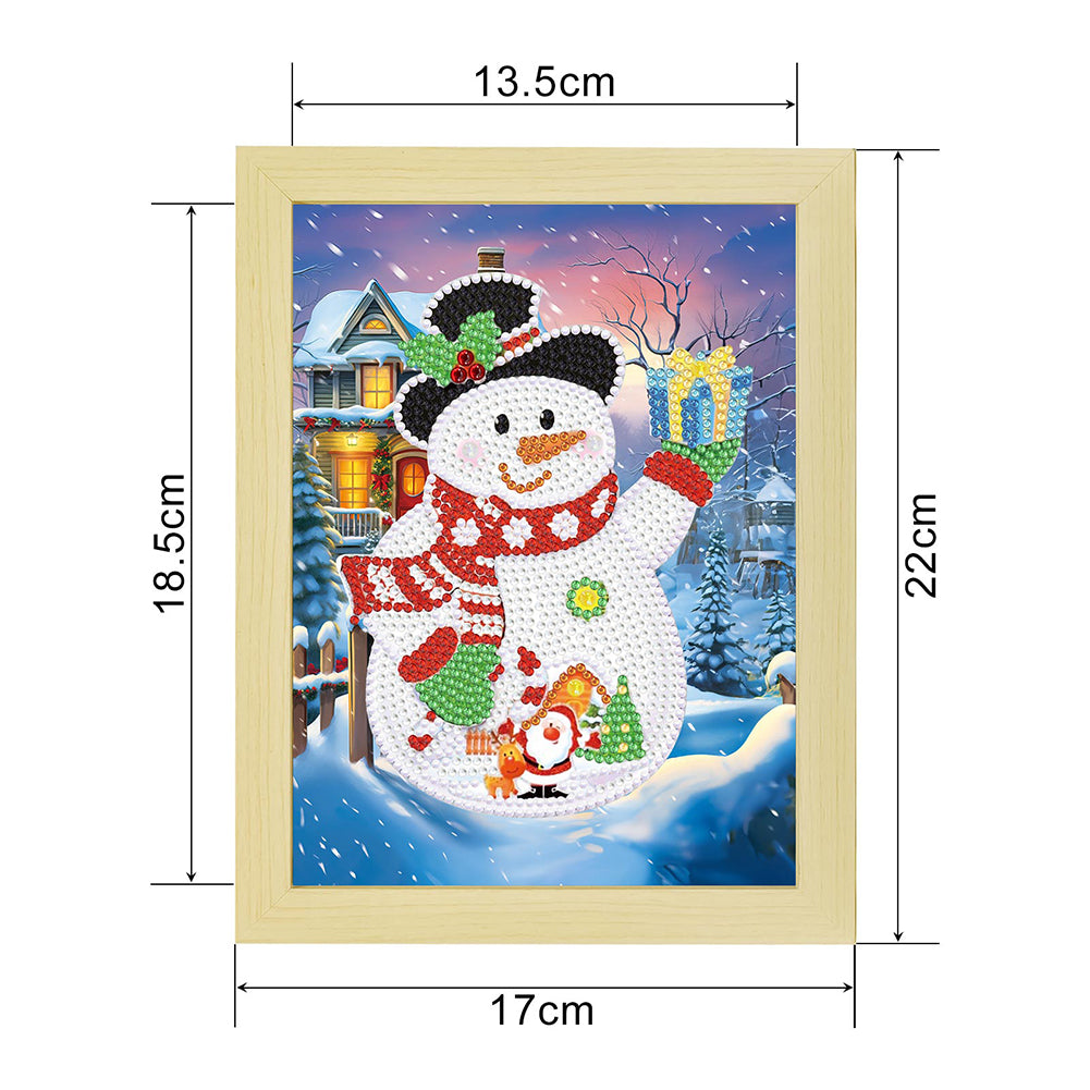 Special Shaped Diamond Painting Kit with Lights 17x22cm (Christmas Snowman #4)