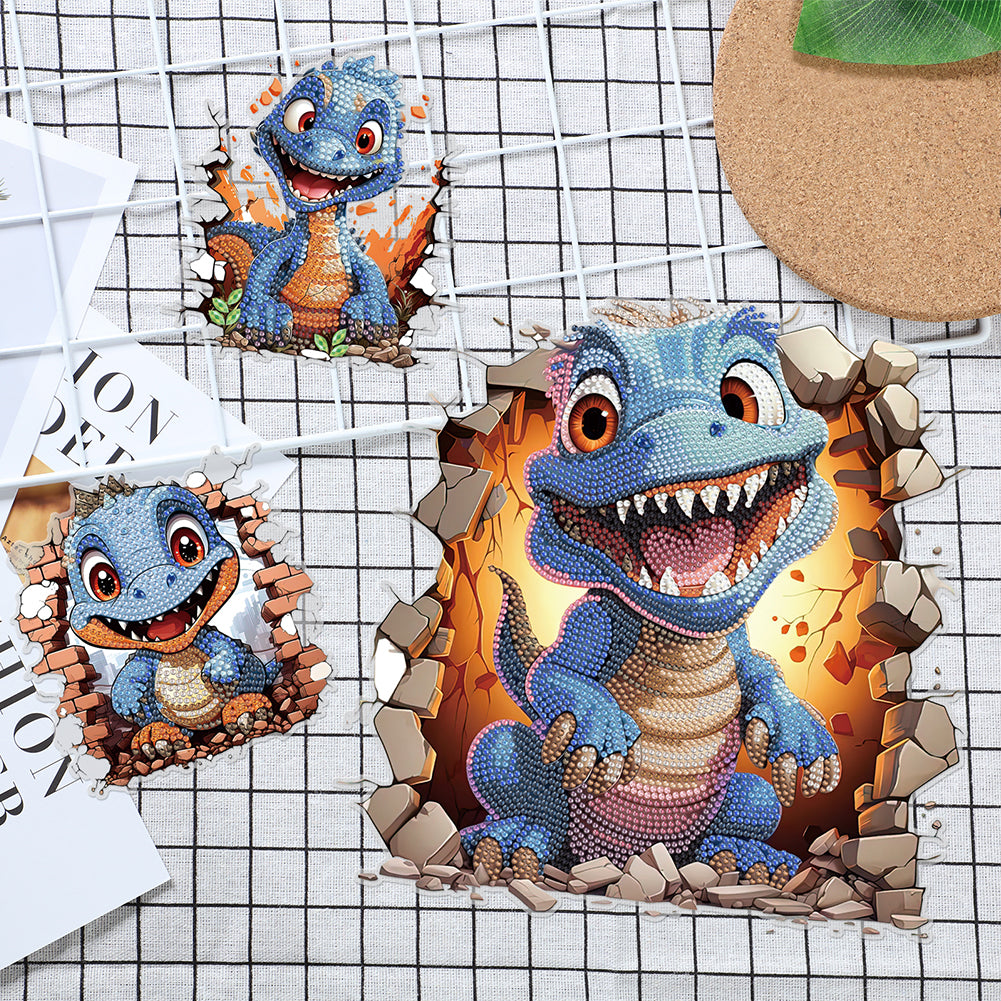 Diamond Painting Sticker Diamond Art Craft Mosaic Sticker for Kid Gift(Dinosaur)