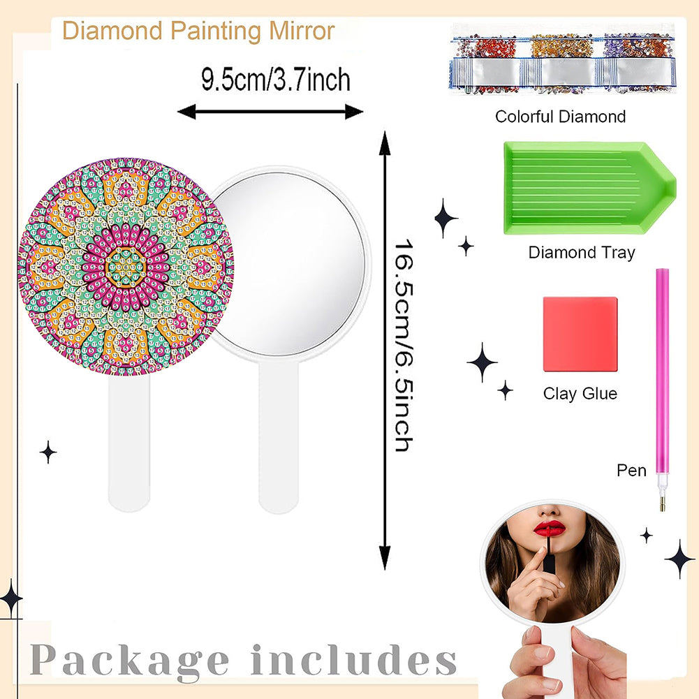 DIY Diamond Painting Mirror Kit for Adults Kids Beginners (Mandala #7)