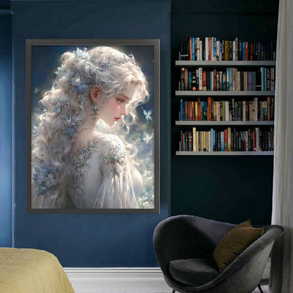 Silver-Haired Butterfly Girl - 11CT Stamped Cross Stitch 50*65CM