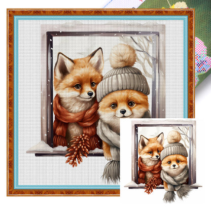 Winter Fox - 18CT Stamped Cross Stitch 30*30CM