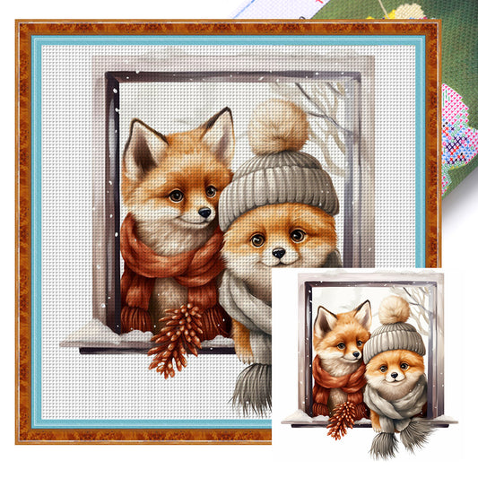 Winter Fox - 18CT Stamped Cross Stitch 30*30CM