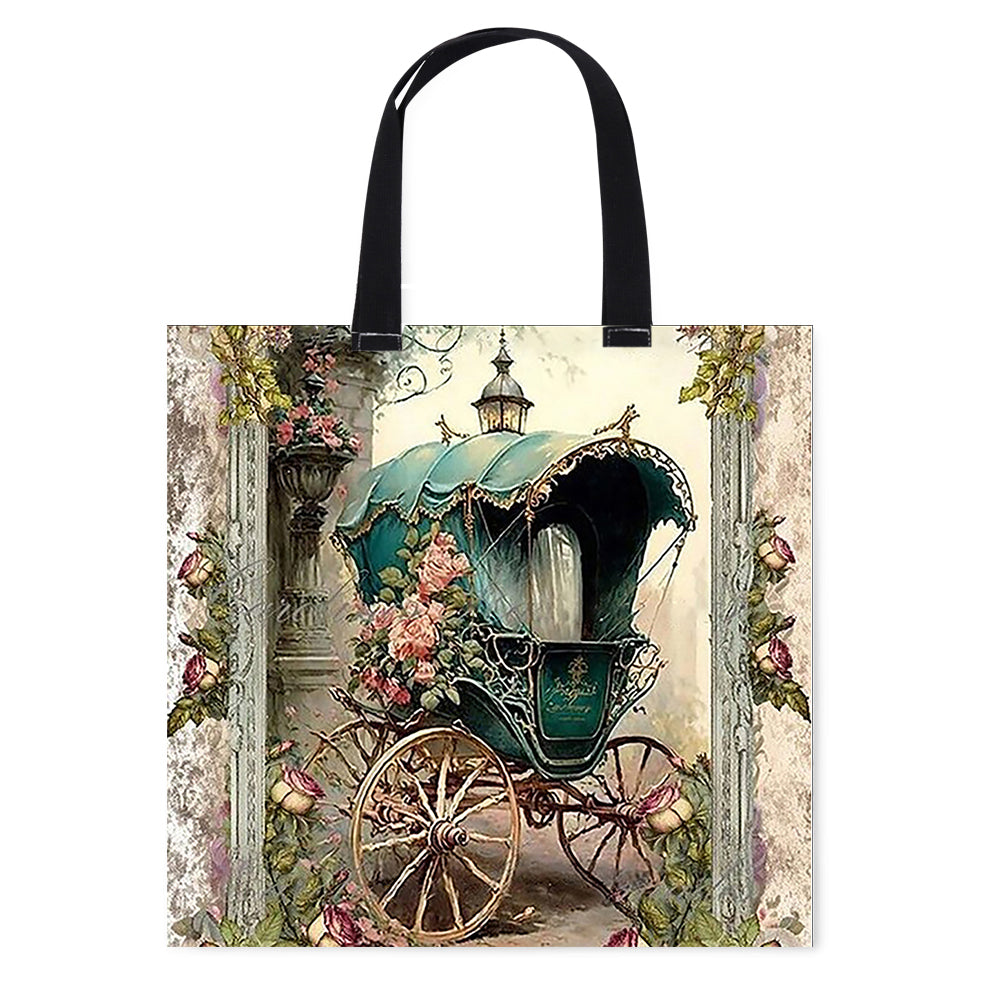 40x40cm Embroidery Kit Vintage Poster Carriage Cross Stitch Canvas Tote Bag