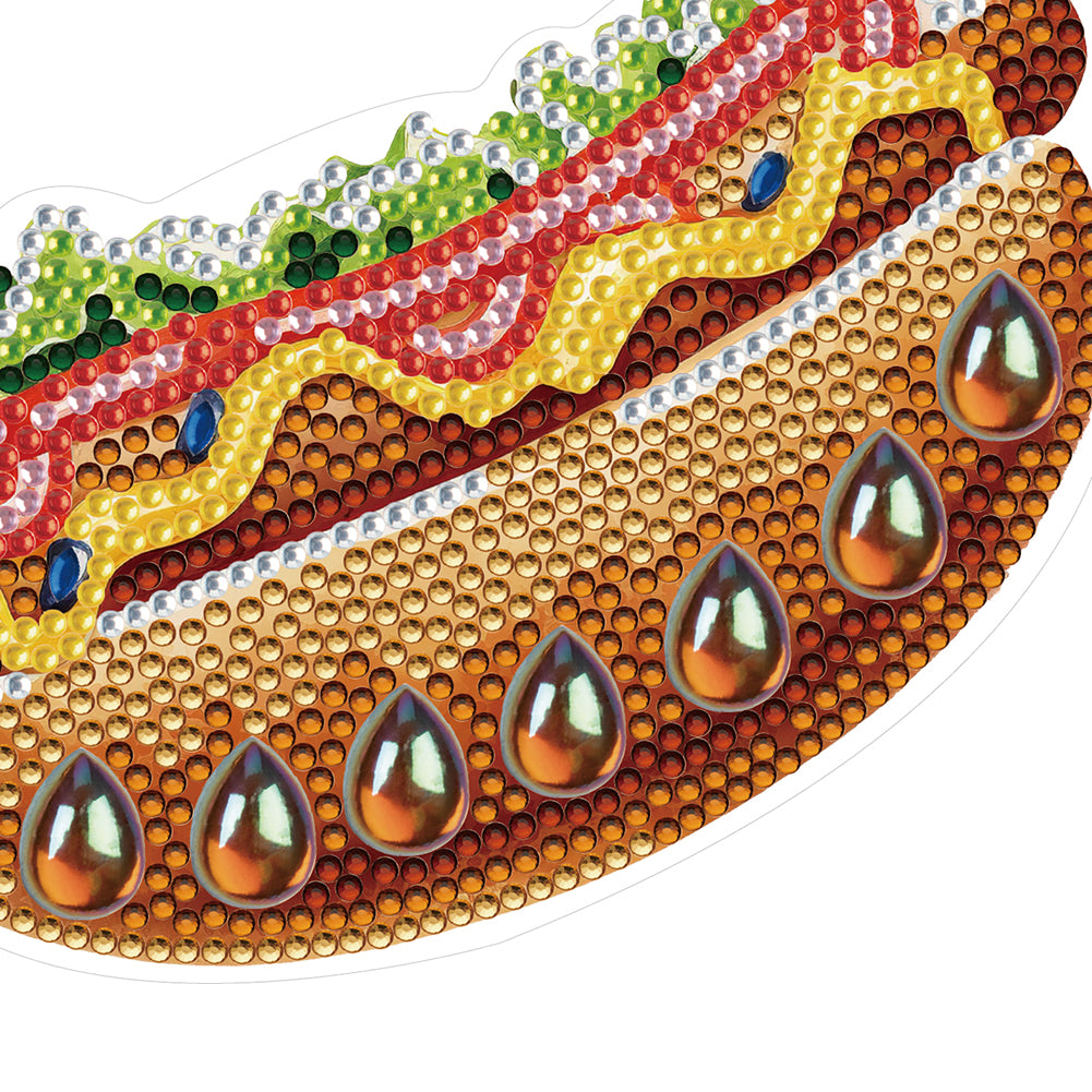 Round+Special Shape Diamond Art Fridge Magnets Sticker (Hot Dog Hamburger #2)