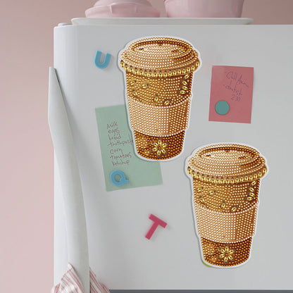 Round+Special Shape Diamond Art Fridge Magnets Sticker (Coffee Cup)